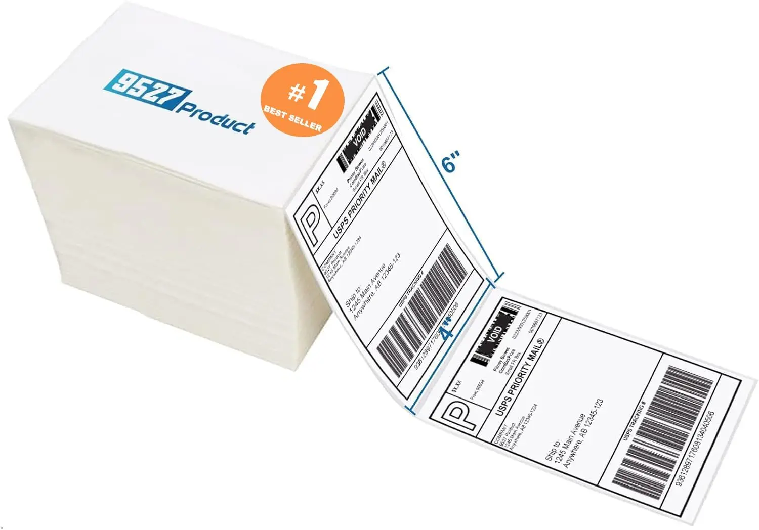 

4x6 Direct Thermal Labels, White Perforated Shipping Labels, 500pcs per Stack