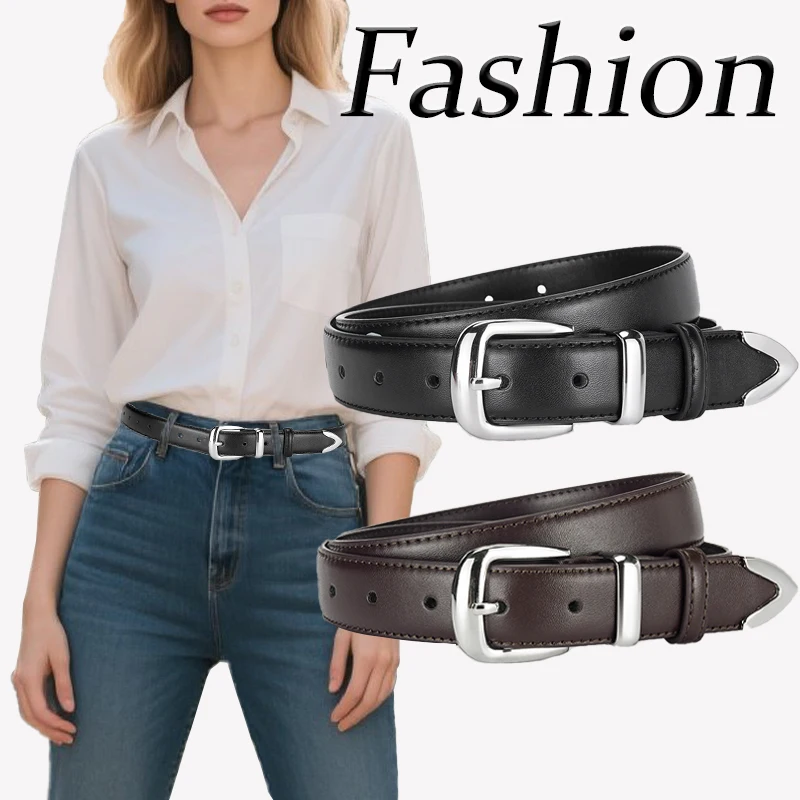 Modischer Damen-PU-Gürtel mit Dornschließe, einfach passend zu Hosen mit weitem Bein, Jeans-Accessoires, trendiger Damengürtel