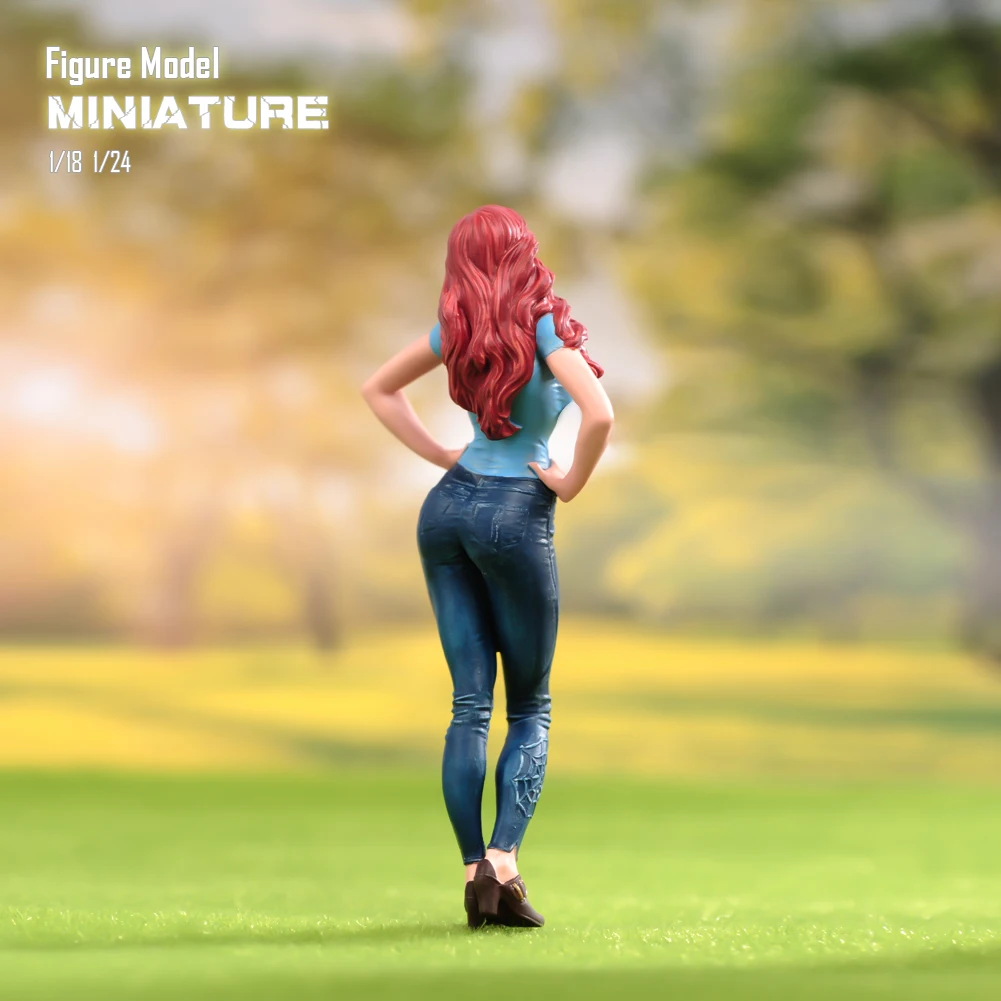 Painted Miniatures1/18 1/24 1/43 1/64 1/87 Women Who Pinch Their Waists To Take Photos Figure Model Toys View Decoration