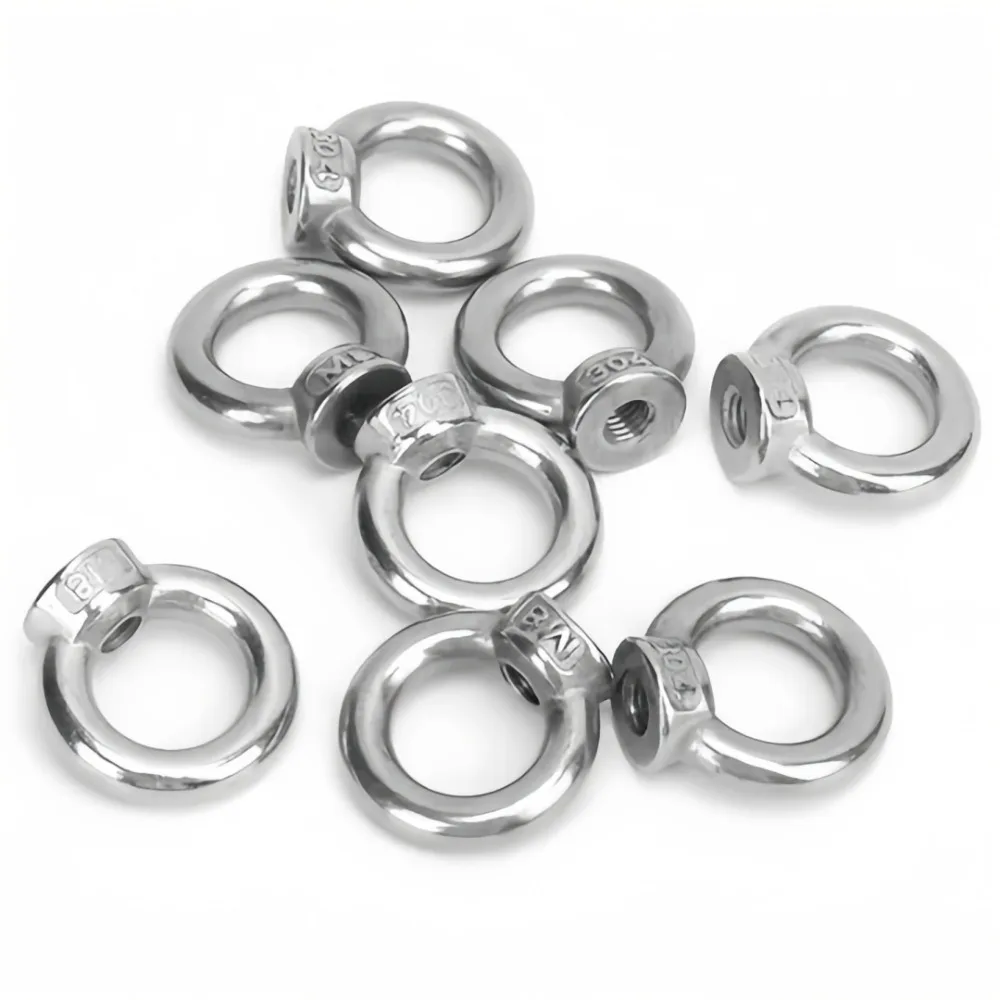 5psc 304 Stainless Steel M8 Ring Nut Ring-shaped Rigging Lifting Japanese-style Eye Bolt Hand-tightened Cir Lifting Accessories