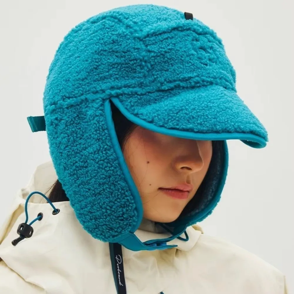 Autumn Winter Lamb Velvet Thunder Hat Flower Embroidered Lei Feng Hat Keep Warm Windproof Cold-proof Flying Hats Women Men