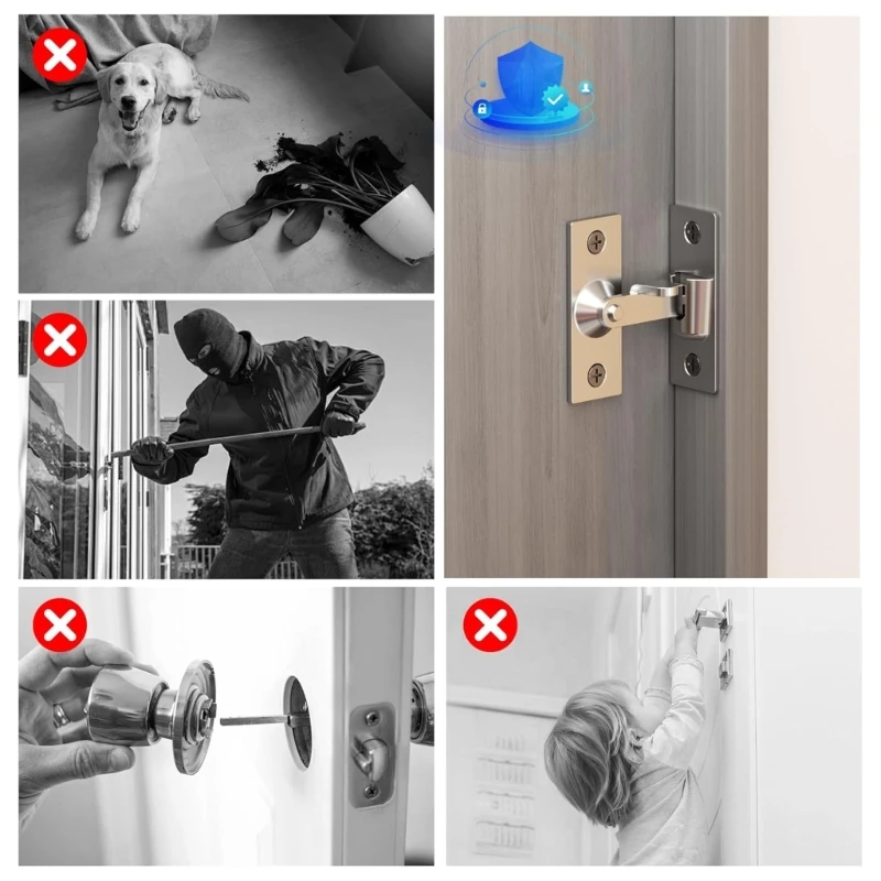 

Q2Q4 3pcs 90 Degree Small Stainless Steel Door Latches Slide for Interior and Exterior Door with Installation Screws