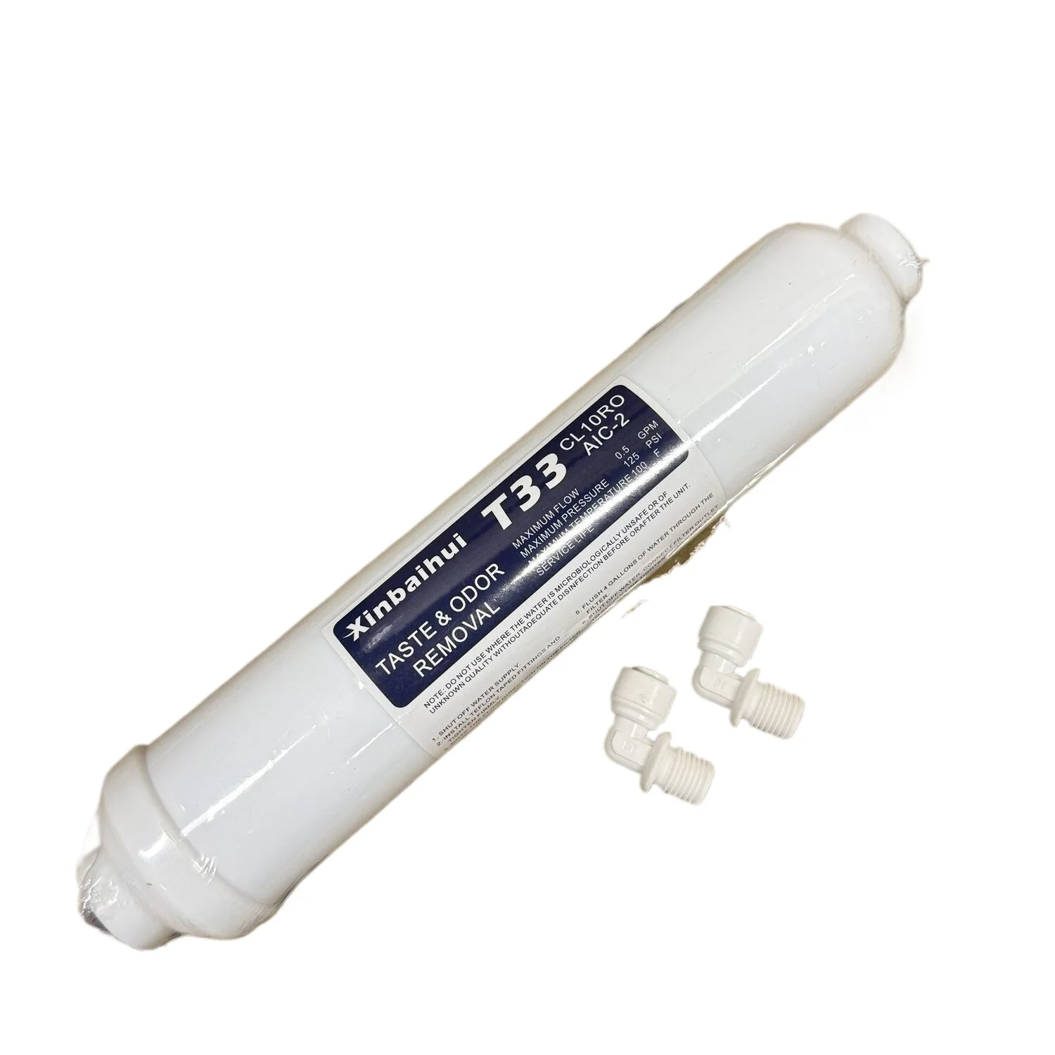 Premium Coconut Shell T33 Post Carbon Filter Threaded Activated Carbon Inline Cartridge for RO Reverse Osmosis Water Purifier