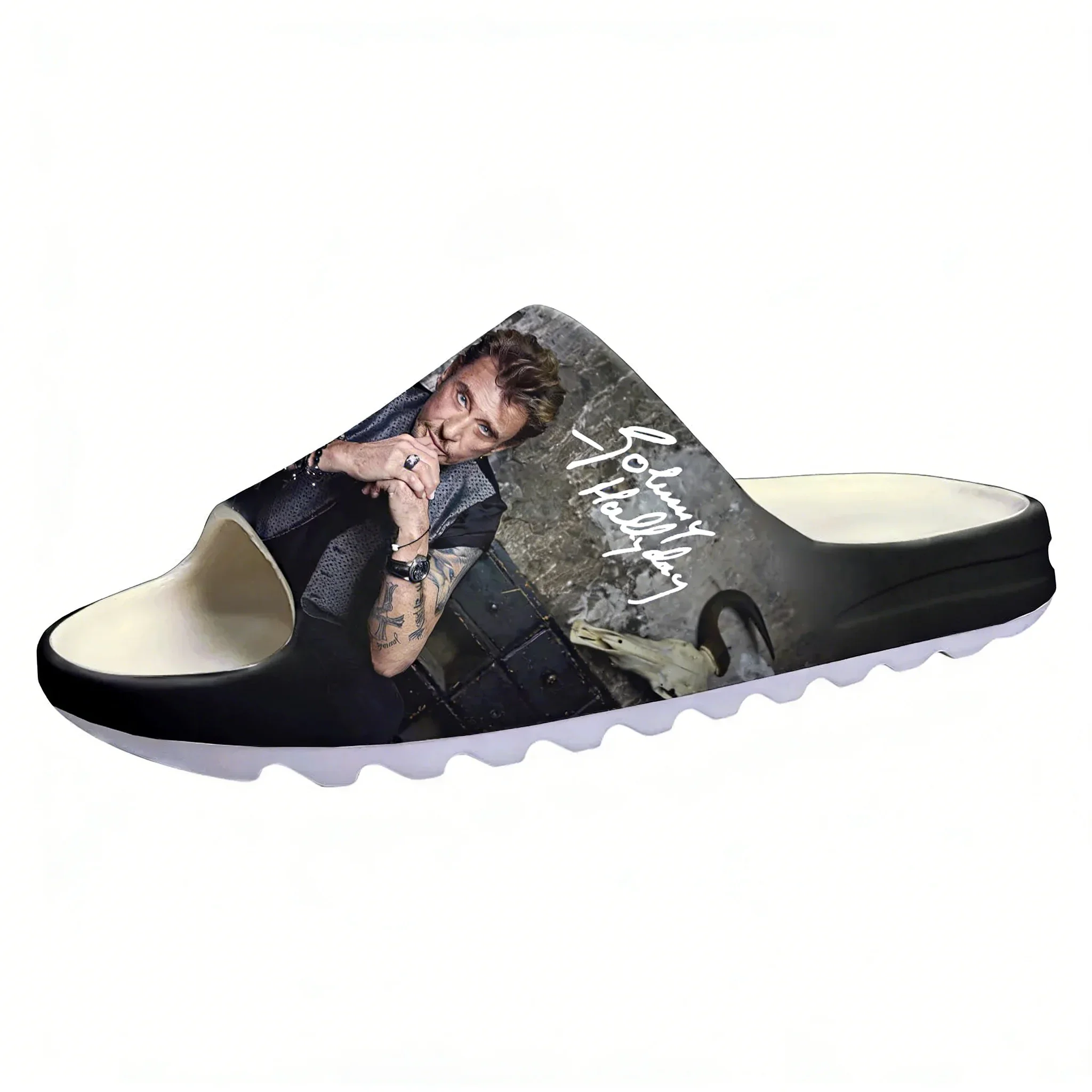 

Johnny Hallyday Soft Sole Sllipers Mens Womens Teenager Home Sandals Step on Customize Bathroom Beach Slides Shoes