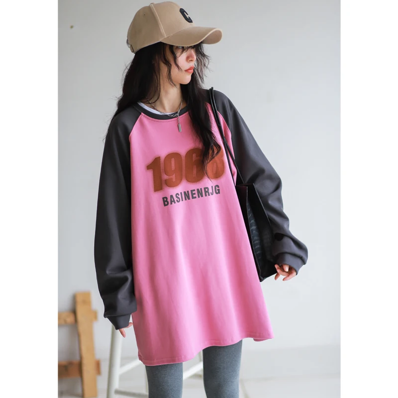 

Хлопковая футболка с длинным рукавом Phil Dan Street Sle, широкие брюки свободного кроя, базовый слой, верхняя одежда, закрывающая бедра, зимняя коллекция...