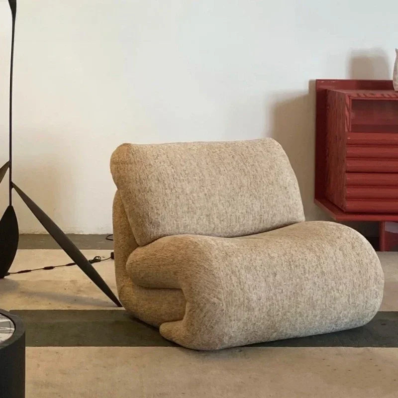 Quiet wind niche designer snowflake velvet single sofa antique living room bedroom lazy wind flower roll sofa
