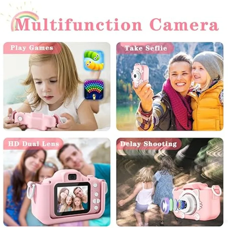 Kids Camera for Toddlers Childrens Boys Girls Birthday Gifts Selfie Digital Toy Camera with 32GB SD Card