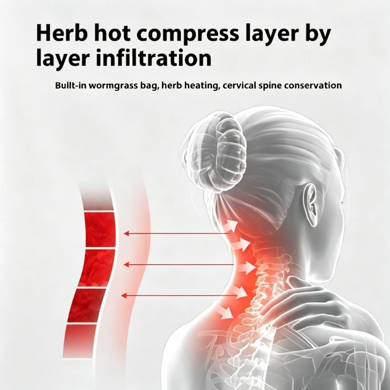 Upgraded Version Popular Wormwood Hot Compress Cervical Pillow for Heating & Cylinder Protecting Cervical Spine and Aiding Sleep