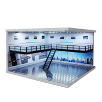 1/18 1/24 1/32 1/64 Scale Scene Car Garage Model with Light Assembled Parking Lot Diorama Parking Place for Miniatures Vehicles