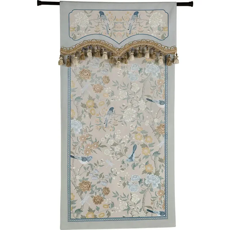 New Chinese-style bedroom windshield door curtain fringed living room entrance aisle partition curtain household free punching