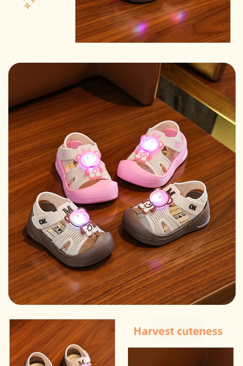 Sommer-Kindersandalen für Mädchen mit LED-Licht, Kleinkind-Laufschuhe, Niedliche Cartoon-Muster Freizeitsandalen für Kinder 2026 – Detail 12