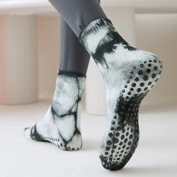 Calcetines de Yoga para mujer, medias de silicona teñidas con lazo, antideslizantes, con agarre para Pilates