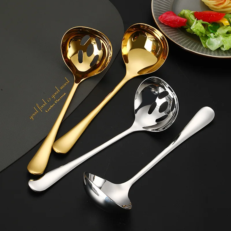 2PCS 304 Stainless Steel Golden Soup Shell Spoon Self service Hotpot Sauce Spoon
