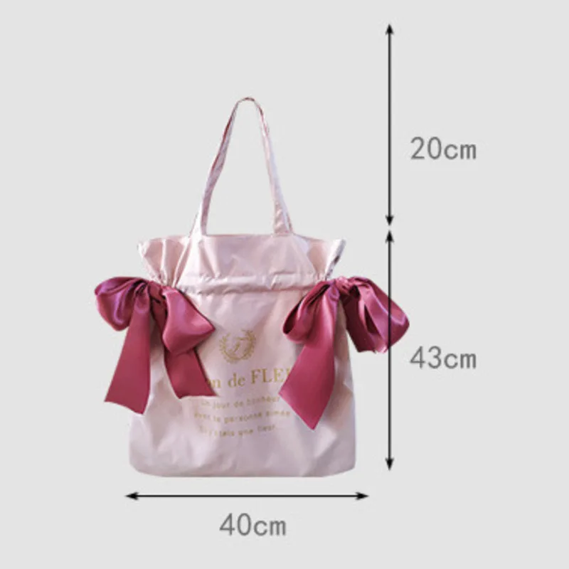 Women\'s Cute Shoulder Bag Teen Girl Bow Handbags Student Bookbag Tote Reusable Schoolbag Ladies Shopping Bag New Fashion