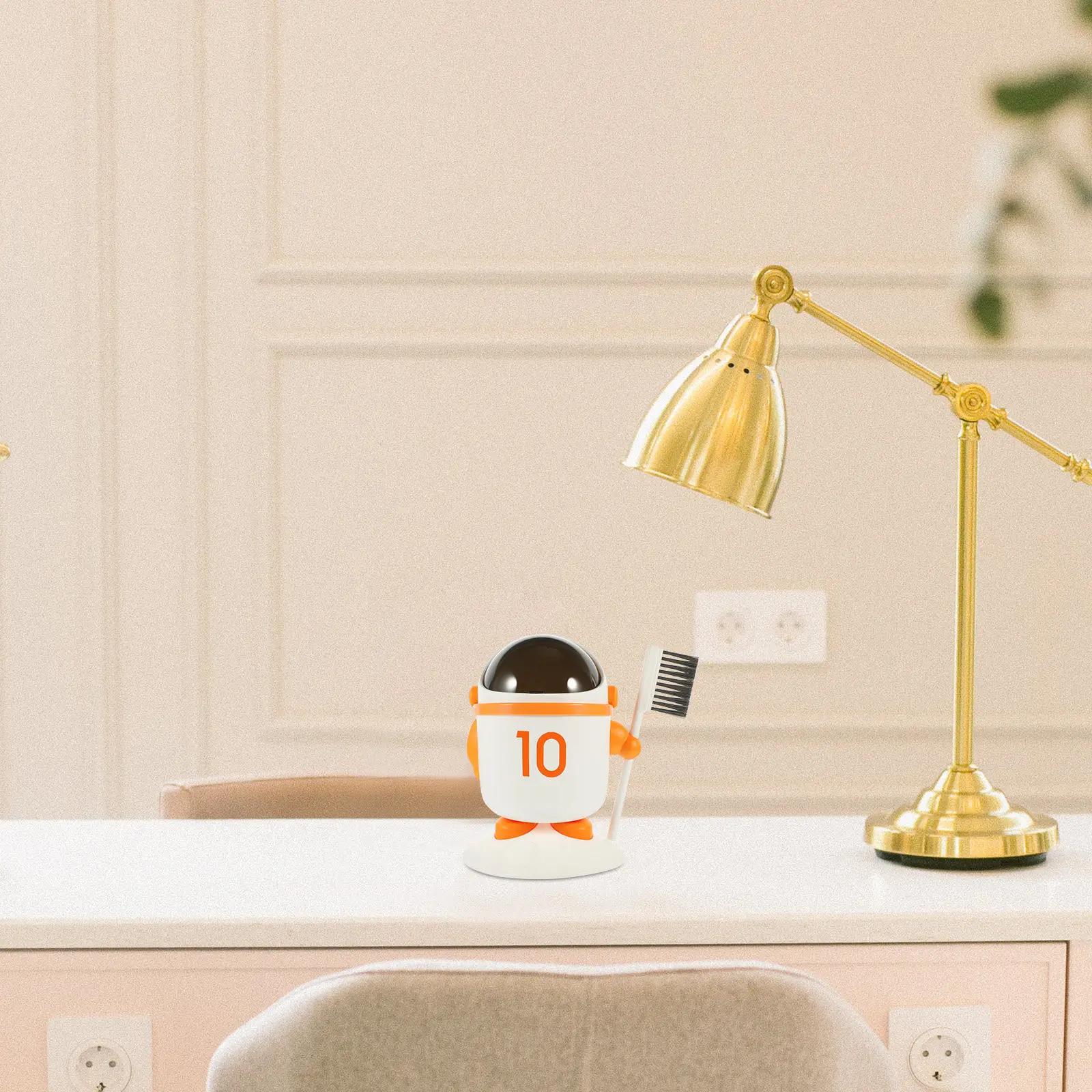 

1Set Space Astronaut Shaped Trash Bin Mini with Cover Lovely Colorful Style for Desktop Countertop Garbage Storage