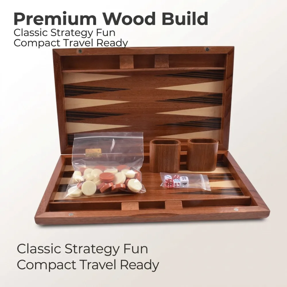 

Backgammon Set Classic Folding Board with Leather Case, Portable Travel Game, Ideal Gift Package for Strategy Lovers