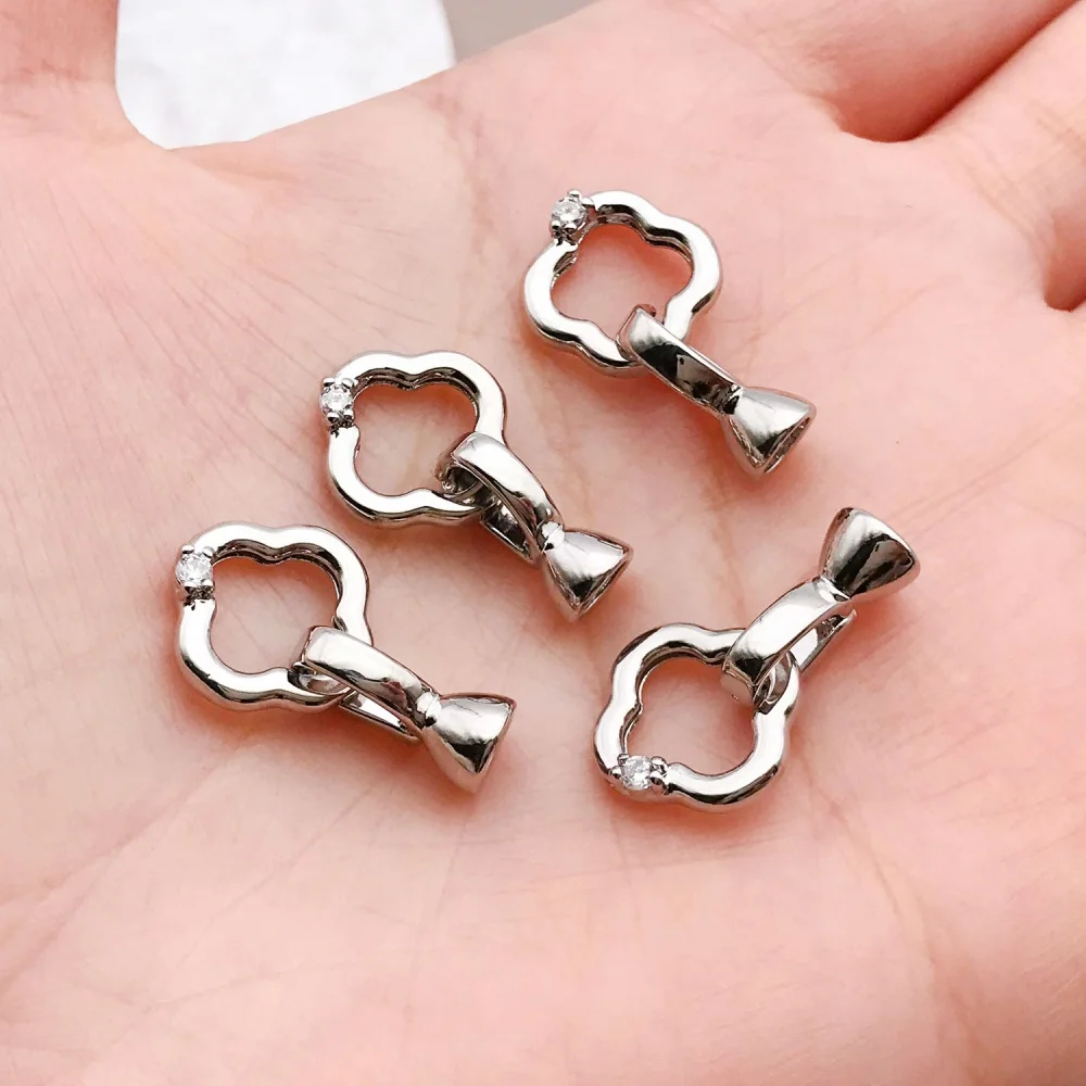 3/5pcs of 18K Copper Plated Genuine Golden Thick Silvery White Golden Clover Connecting Buckle, DIY Jewelry Making Accessories image 6