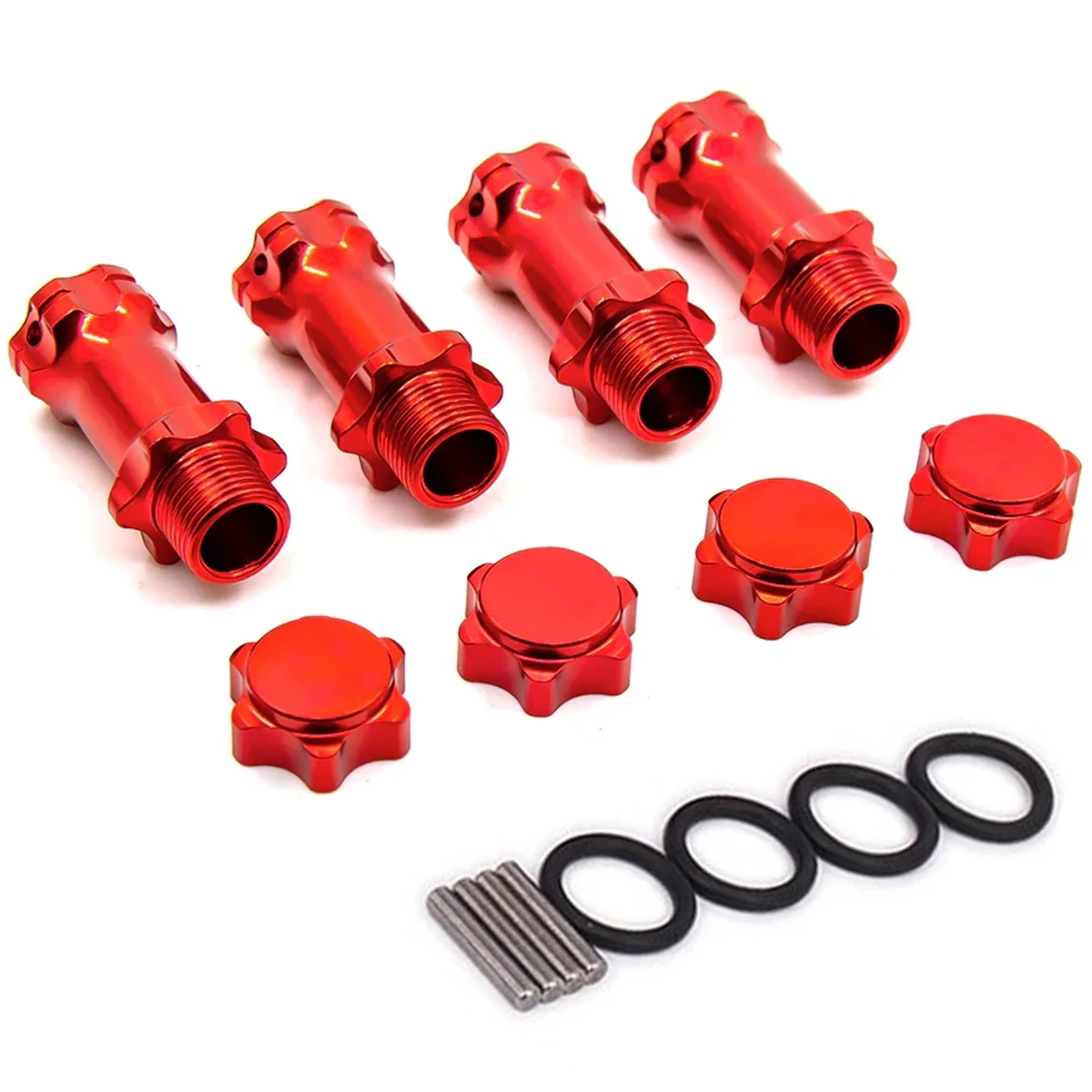 4Pack 17mm Ruota Mozzo Esagonale 30mm Adattatore di Estensione Mozzo di Azionamento con Tappo da 12mm per HSP Axial Traxxas Himoto 1/8 RC Car Buggy Truck