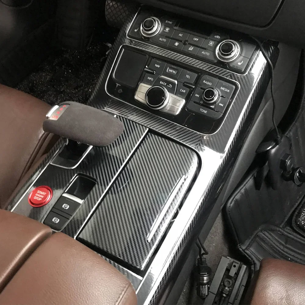 Dla Audi A8 D4 2011-2017 Wewnętrzny centralny panel sterowania Klamka 3D Naklejki z włókna węglowego Naklejki Stylizacja samochodu Akcesoria