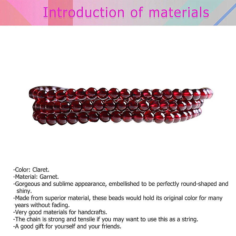 

Round Beads Women Garnet Scattered Semi-finished Handcraft for Making Jewelry Bracelet