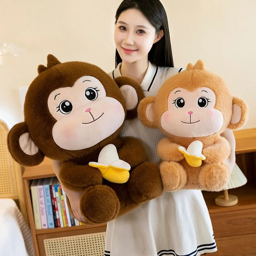 

Плюшевая игрушка-обезьянка с бананом, мягкая мультяшная обезьянка, милая кавайная кукла-обезьянка с бананом, украшение для комнаты