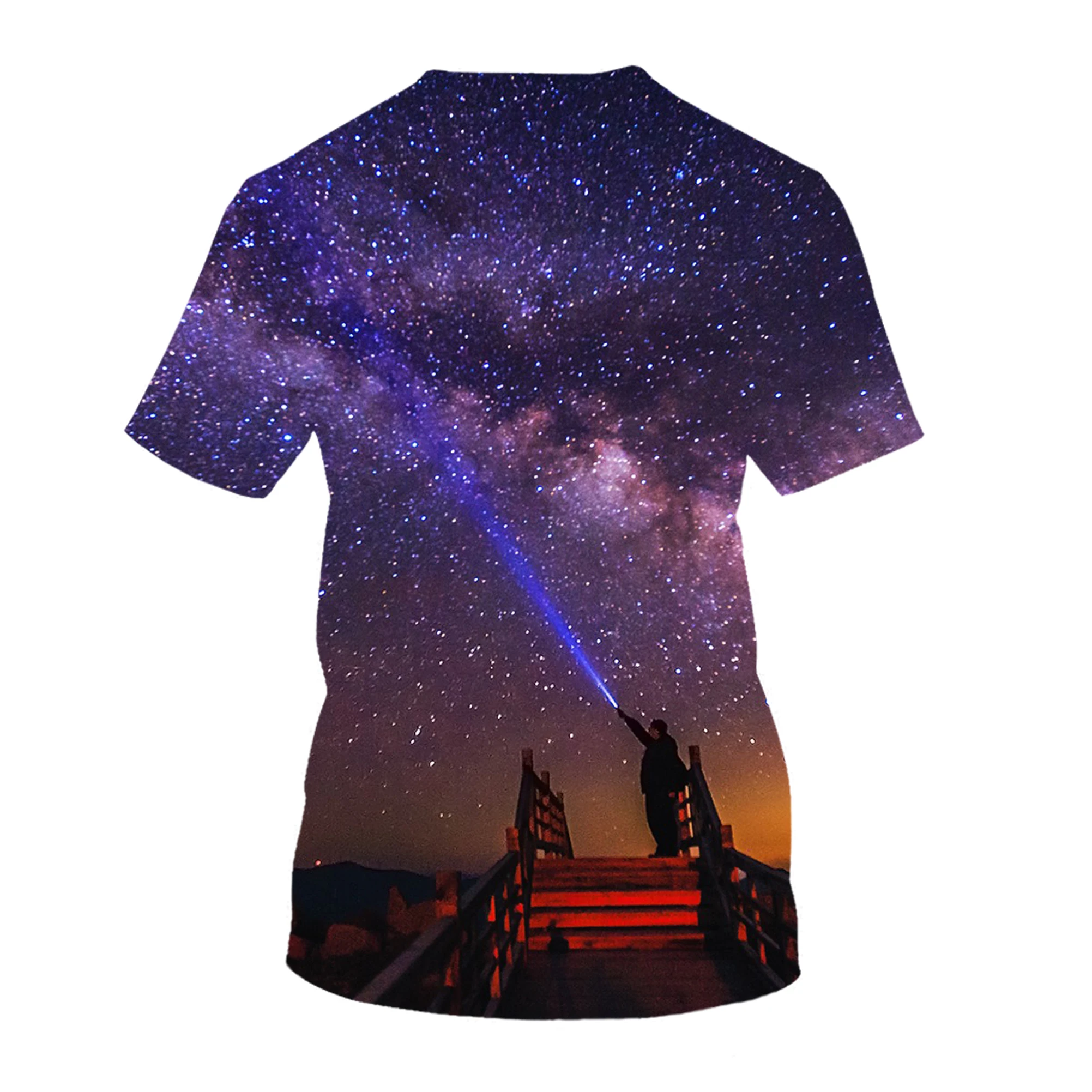 Summer New Nature\'s Starry Sky graphic t shirts Men Fashion Novel Aurora Pattern Tees 3D Printed Casual O-neck Short Sleeve Tops