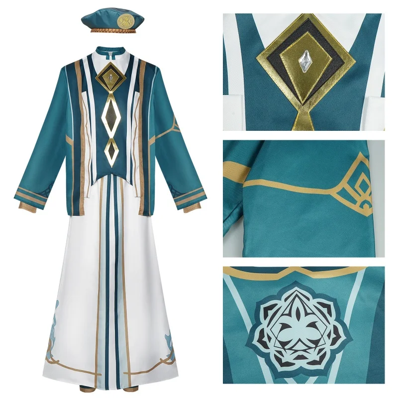 Costume de Cosplay de l'Akademiya avec Perruque pour Homme, Uniforme de Carnaval, Jeu d'Halloween