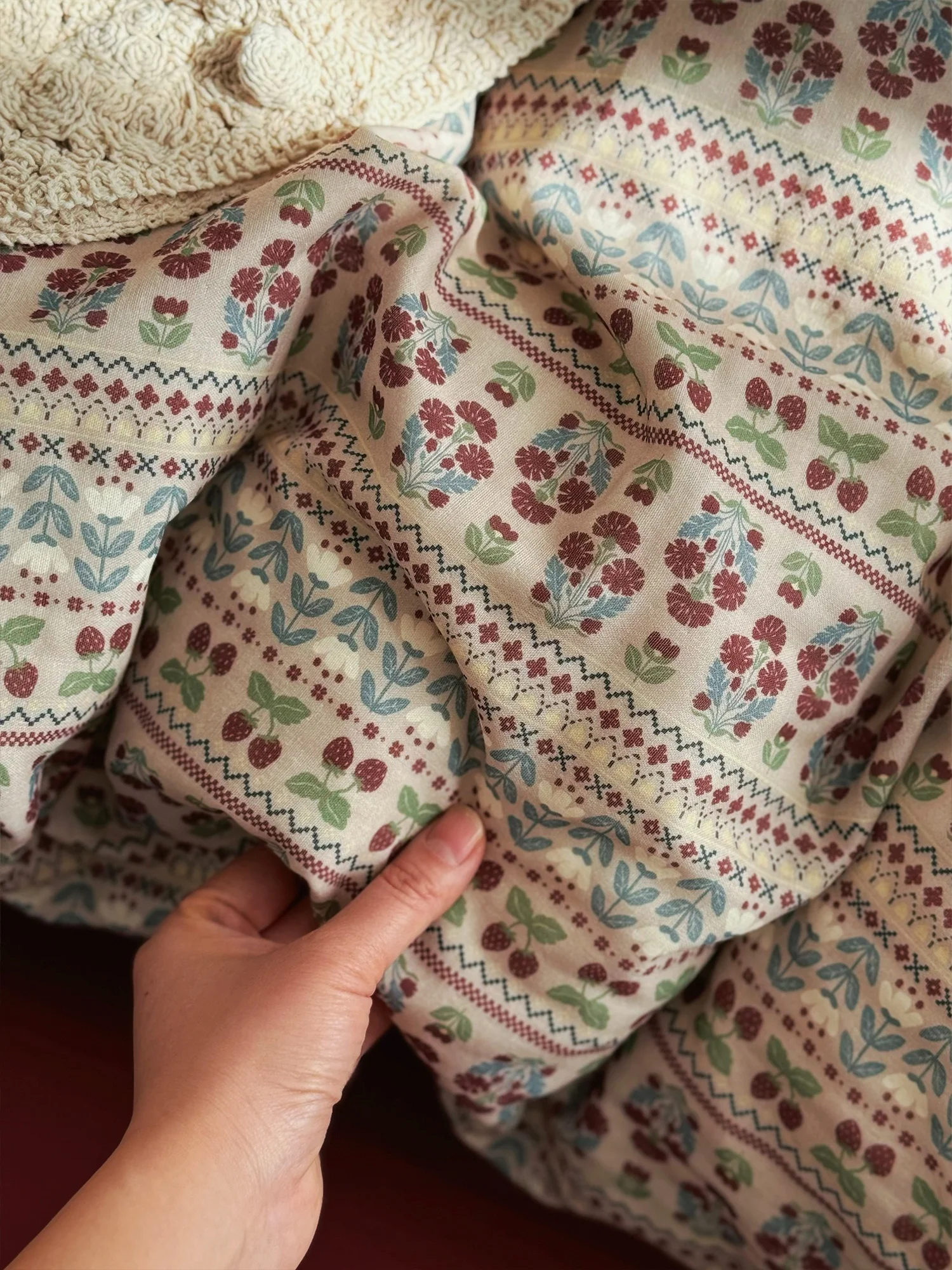 retro-floral-double-layer-cotton-duvet-cover-single-piece-bedding-set-dormitory-quilt-cover-150-200-230-pure-cotton-country-s