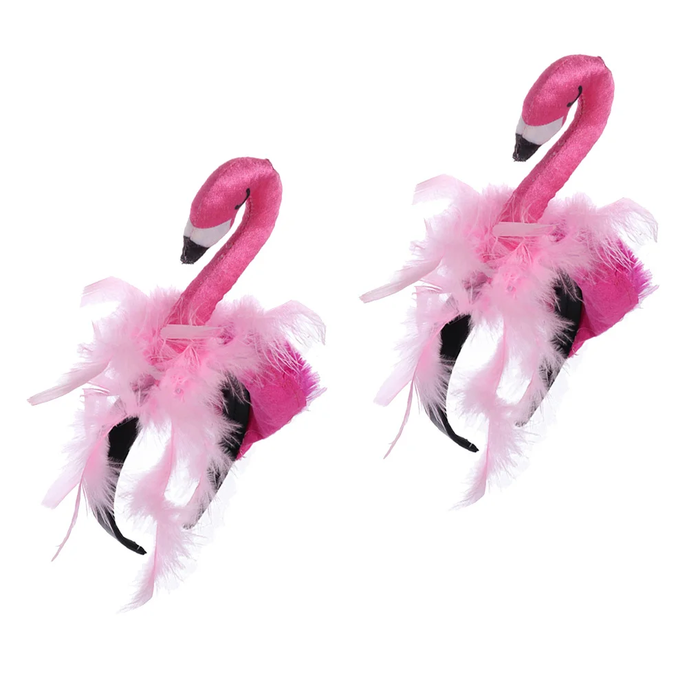 

2Pcs Flamingo Hair Band for Kids Cute Birthday Party Headdress Decor Child Lightweight Stretchable Fun Party Prop Adorable