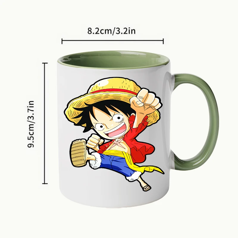 Tasse en céramique dessin animé One Piece, Luffy Roronoa Zoro, Sanji Kawaii Ctue, cadeaux de Noël pour les amis et la famille, 1PC