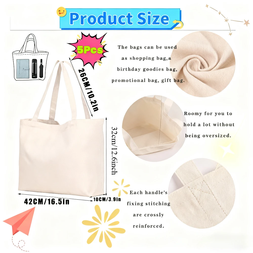 5 Buah Tas Tote Kanvas Sublima - Tote Bag Sublimation ulasan dan harga