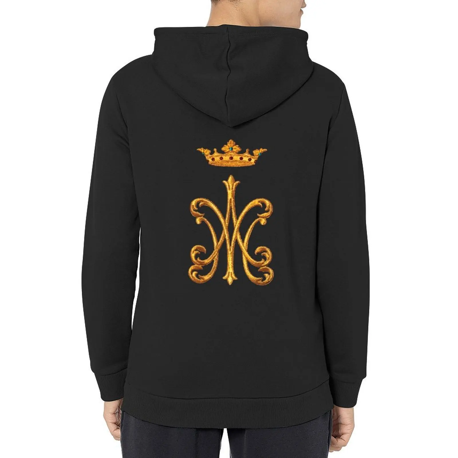 

Fun Catholic gifts - Ave Maria Monogram symbol white | catholic gift shop and store for baptism gifts, confirmation gift Hoodie
