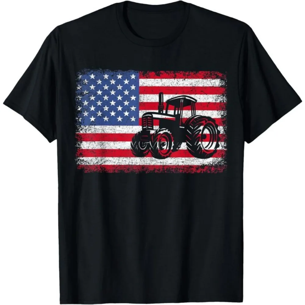 

Farm Tractors USA Flag Patriotic Farming Gift Girls Boys T-Shirt Black T shirt for Kids Boys