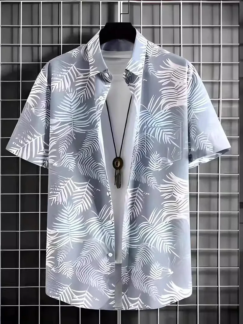 

Digital Print Single-Button irt Versatile Casual Polyester Fiber ort Sve Men's irt Comfortable Fit All Season Wear