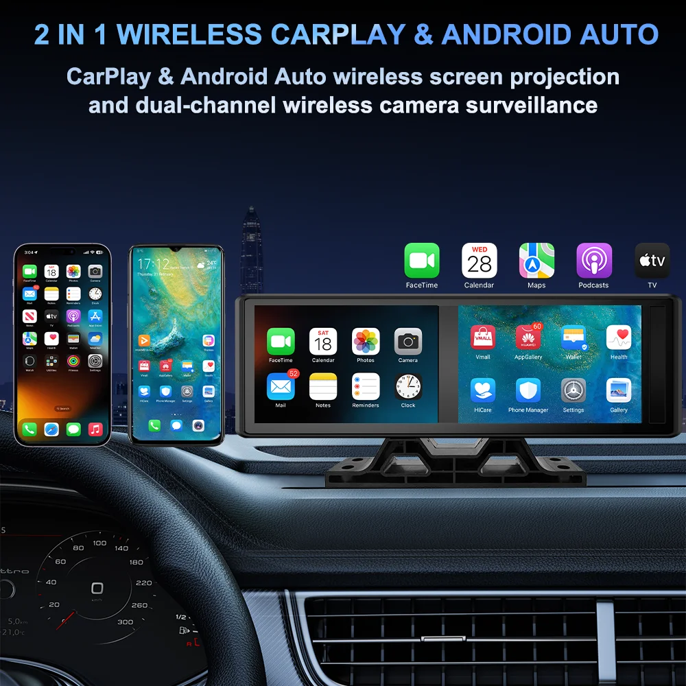 15.6 Inch Vehicle DVR Digital 2.4G Wireless Carplay BSD Android Auto With 720P IR Night Vision Camera Monitor Kit For Truck RV
