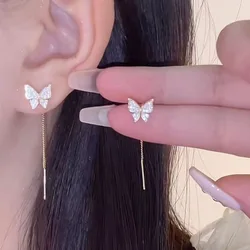 2022 Inlaid Zircon Butterfly Earrings Delicate Simple Golden Butterfly Earrings Personalized Jewelry Earrings Anniversary Gift