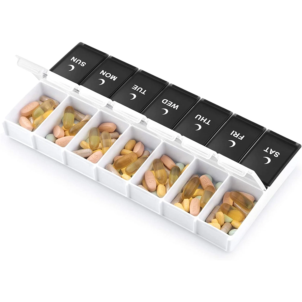 Weekly Portable Travel Pill Cases Box 7 Days Organizer 14 Grids Pills Container Storage Tablets Drug Vitamins Medicine Fish Oils