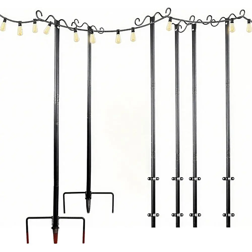 

Outdoor String Light Poles, 9T Metal Patio Light Poles Post or Outside with ork or Outside Hanging Backyard Garden, Deck Lightin