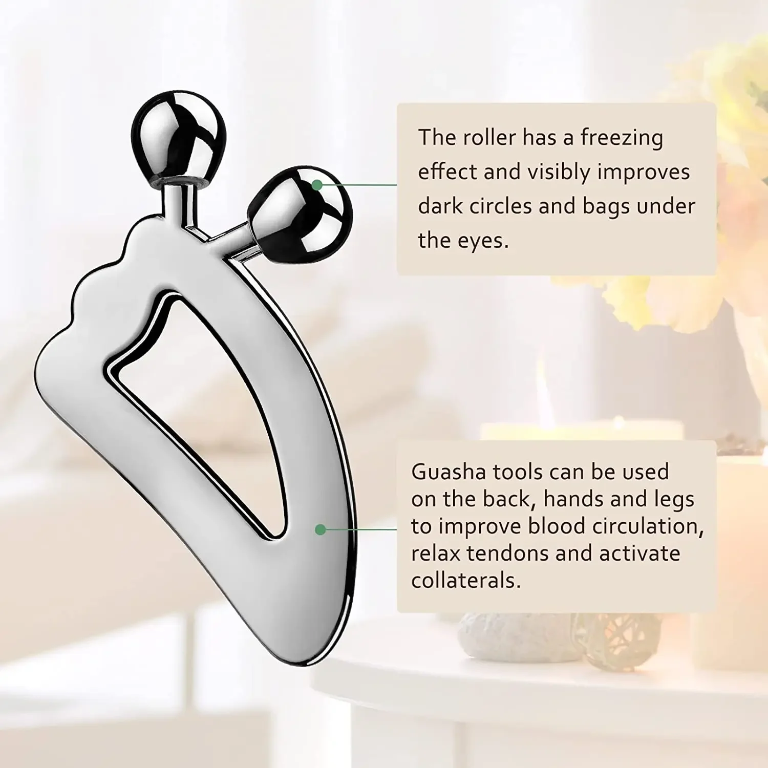 3D Facial Roller & Gua Sha Tool Stainless Steel Massage Roller For Face Eyes Chin Lift Tightening Skin Sculpting Beauty Tools view 3