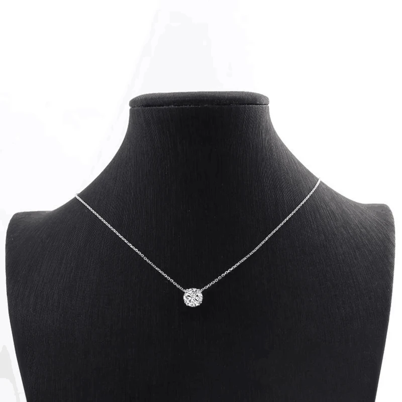 OXTAO Mini 6,5 mm 8 mm D Moissanit-Halskette für Damen, 14 Karat Gold gefüllt, Solitär-Anhänger mit vier Krallen, Hochzeitshalskette, Schmuck, Geschenk – Detail 9