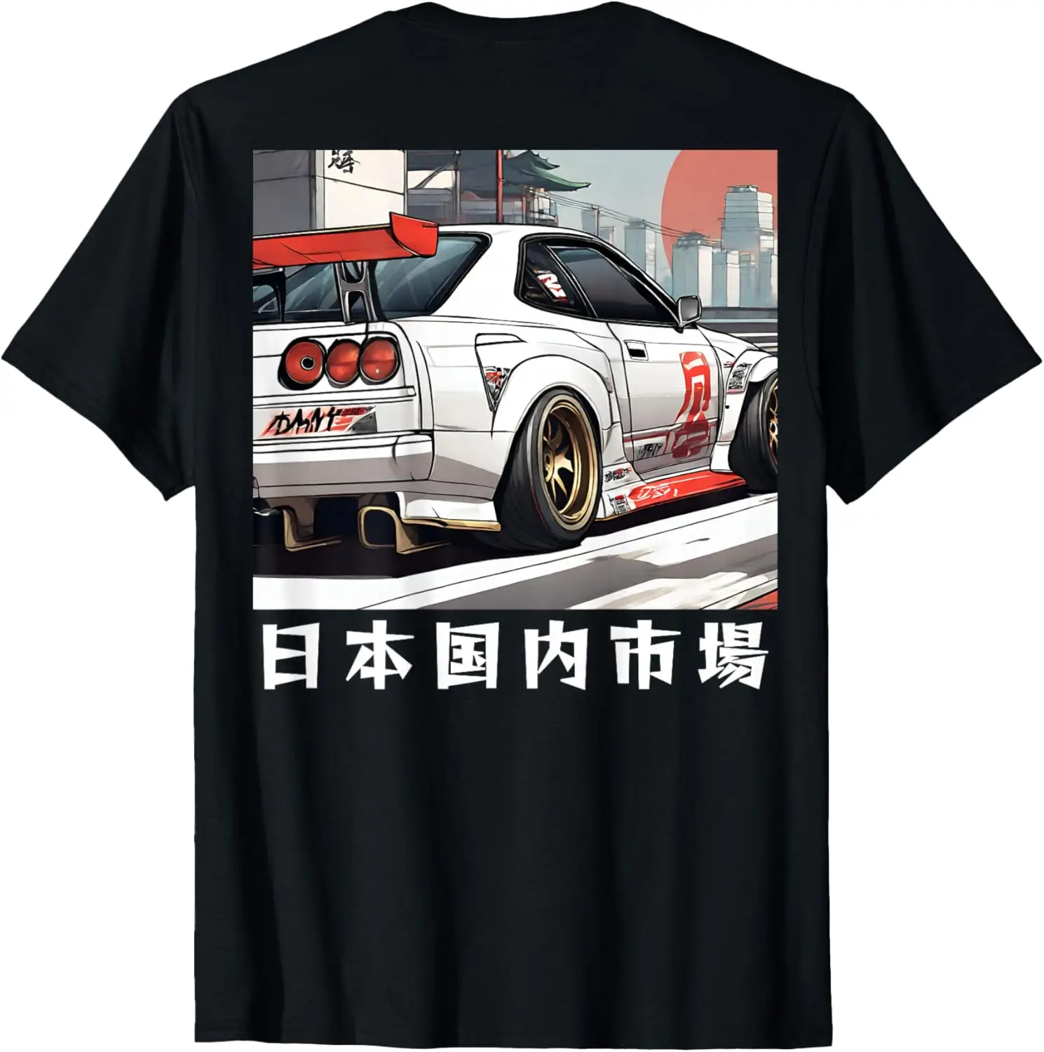 JDM Tokyo Retro Japanese Race Car Drift On The Back T-Shirt 100% Cotton Trendy Y2K Short-Sleeve Tee-Soft, Quick-Drying,