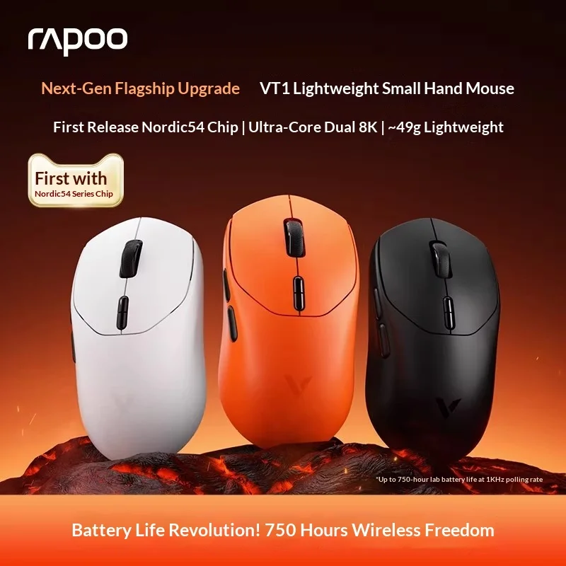 Rapoo VT1 MAX Gaming Mouse Nordic 54L15 Chip 3950 Ultimate Sensor 8K Wireless Mouse Low Delay Light Weight Mouse Gamer