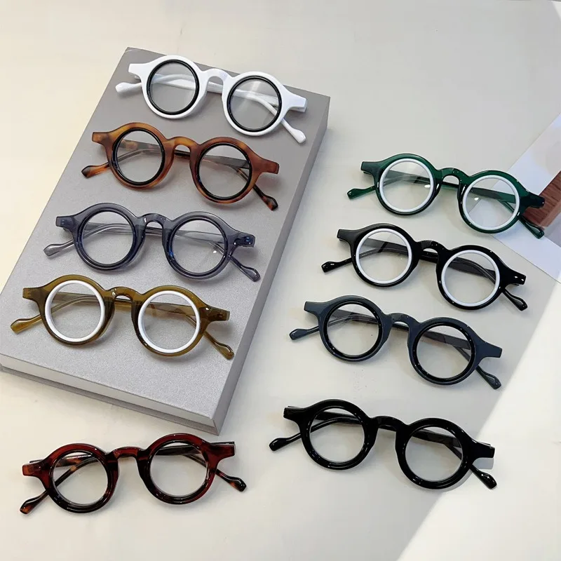

Vintage Luxury Brand Designer Round AntiBlueLight Glasses Small Frame Women Men Steampunk Computer Popular Myopia Glasses Frames