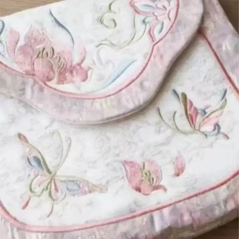 Bloom Chinese Style Embroidered Pink Crossbody Women Fairycore Aesthetic Messenger Bag Y2k Hot Girls Shoulder Bags Purse