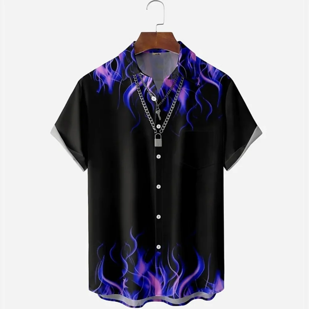 

Flame Men'S Shirt Party 2023 Casual Fashion Hawaiian Shirt Man Street Short Sleeved 3d Print Top Streetwear Men Clothing Summer