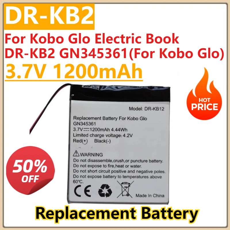 

New Replacement 3.7V 1200mAh E - Book Reader Battery For Kobo Glo Electric Book DR-KB2 GN345361(For Kobo Glo)