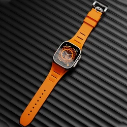 Luxury Rubber Loop Band for Apple Watch Ultra 2 49mm 45mm 42mm 44mm Correa Sports Strap for IWatch Series 9 8 7 SE 6 5 Wristband