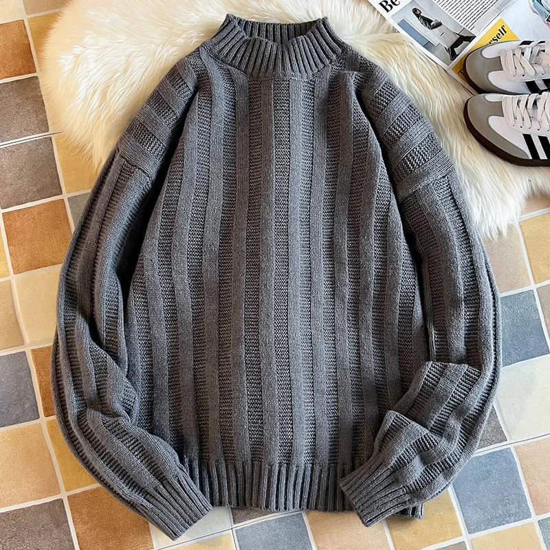 2023 New Korean Loose Round Neck Lazy Style Half High Neck Sweater