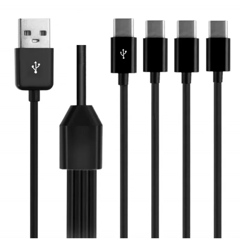 Multi Port 4 Heads Type C Charging Cable 150cm Universal One to Four USB A to Multiple Type-C Cord For Type-C Devices