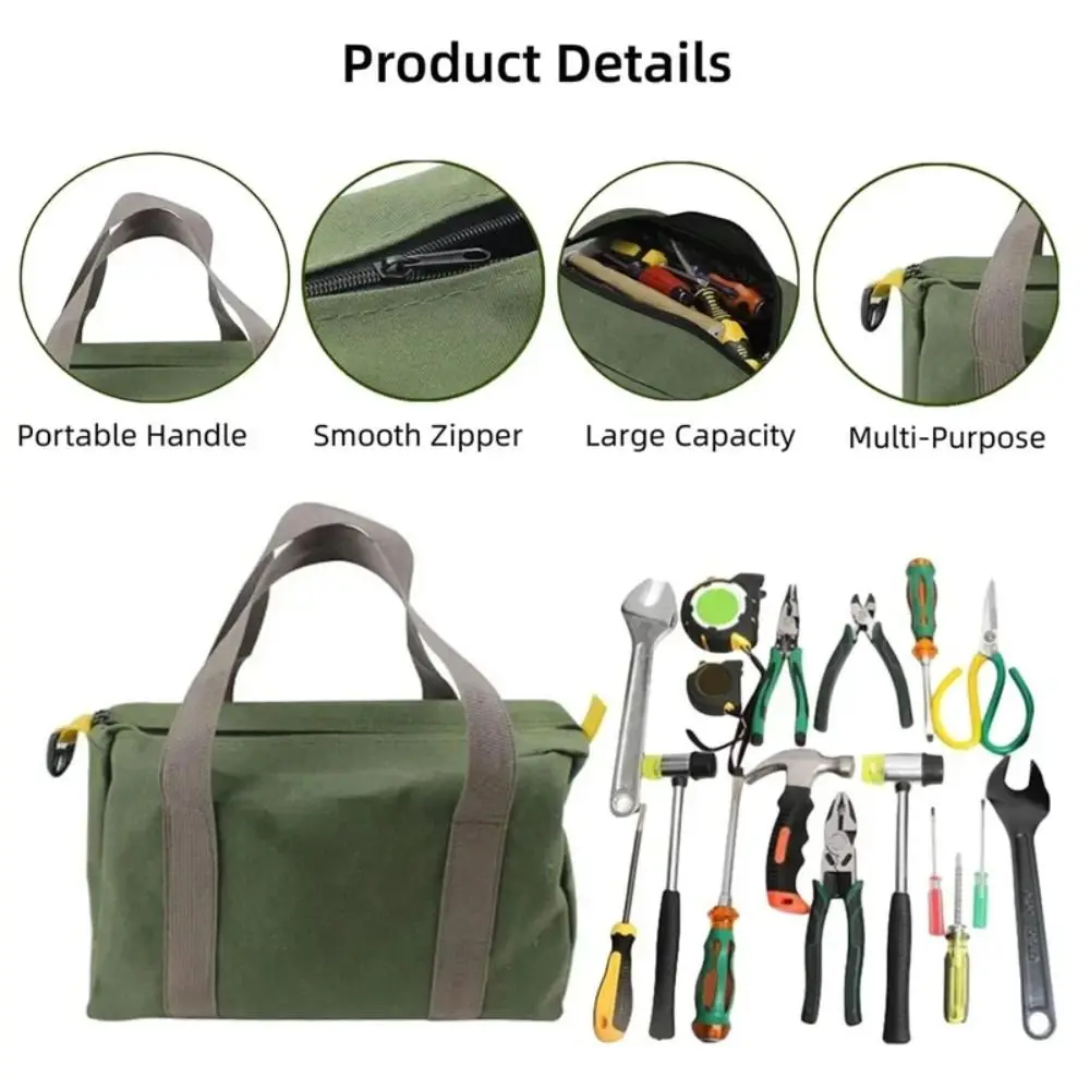 Large Capacity Tool Pouch Multipurpose Simple Wide-Mouth Tool Bag Easy Organization Wear-Resistant Handymen Tool Bag
